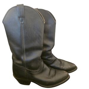 Georgia Black Leather Cowboy Boots Woman Size 7